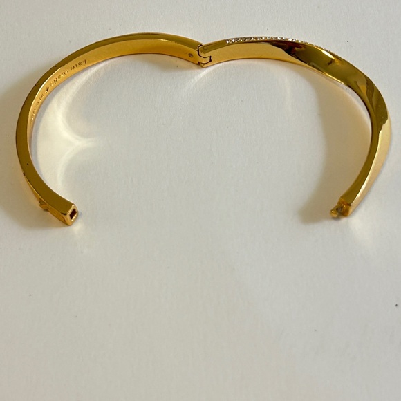Kate Spade New York Gold Tone Set in Crystal Stone Hinged Bangle Bracelet - Picture 3 of 10